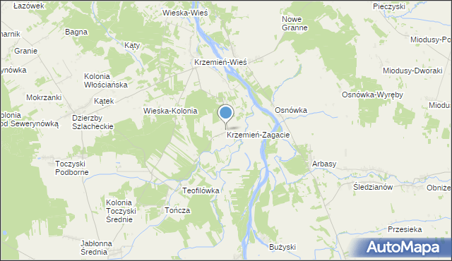 mapa Krzemień-Zagacie, Krzemień-Zagacie na mapie Targeo